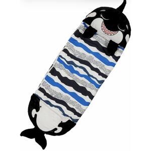 Happy Nappers Pillow & Sleepy Sack Comfy, Warm Medium Black Shark